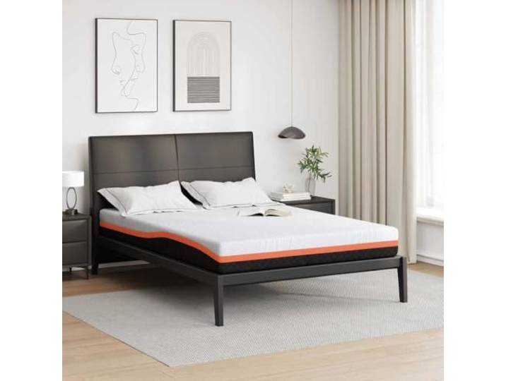 Matratze Weiß und Schwarz 140 x 200 cm Jacquard-Stoff Gel-Memory-Schaum,mittelfest,rechteckige Form,Polyester,minimalistischer Stil,für Hauptschlafzimmer und Gästebetten