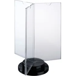 drehbarer Speisekartenhalter mit schwarzem Sockel, sternförmig, Acryl 1/3 A4, Acryl (PMMA), transparent, schwarz