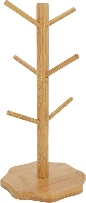 QUVIO Mokkenrek Kopjeshouder in Boomvorm met Zes Takken - Lichtbruin - B/D/H: 175 x 175 x 35 cm
