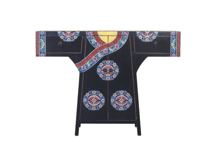 Armoire - Fine Asianliving - Kimono Chinois - Peinte à la main - Bois de qualité - Noir
