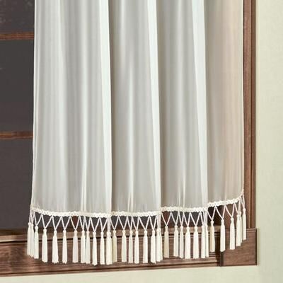Touch of Class Rajah Pearl Semi Sheer Tab Top Curtain Panel 60 x 63, 60 x 63, Ivory