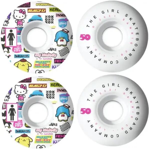 Skateboard Rollen Girl Tokyo Speed 99A 4 Stk. (50mm - Weiß/Pink/Blau)