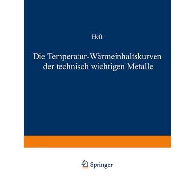 Die Temperatur-Wärmeinhaltskurven der technisch wichtigen Metalle, Taschenbuch von F. Wüst,A. Meuthen,R. Durrer, Springer Berlin, 978-3-642-89219-6