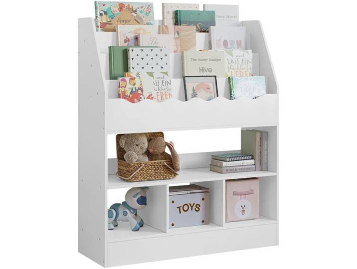 WOLTU Bibliothèque Enfant Rangement Jouet Enfant à 6 Niveaux en MDF Blanc 83x30x100cm W0ETT0202