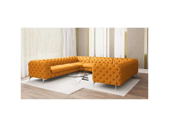 Wohnlandschaft II Gelb Microfaser Enza 346 x 73 x 323cm Ausrichtung rechts Glamour