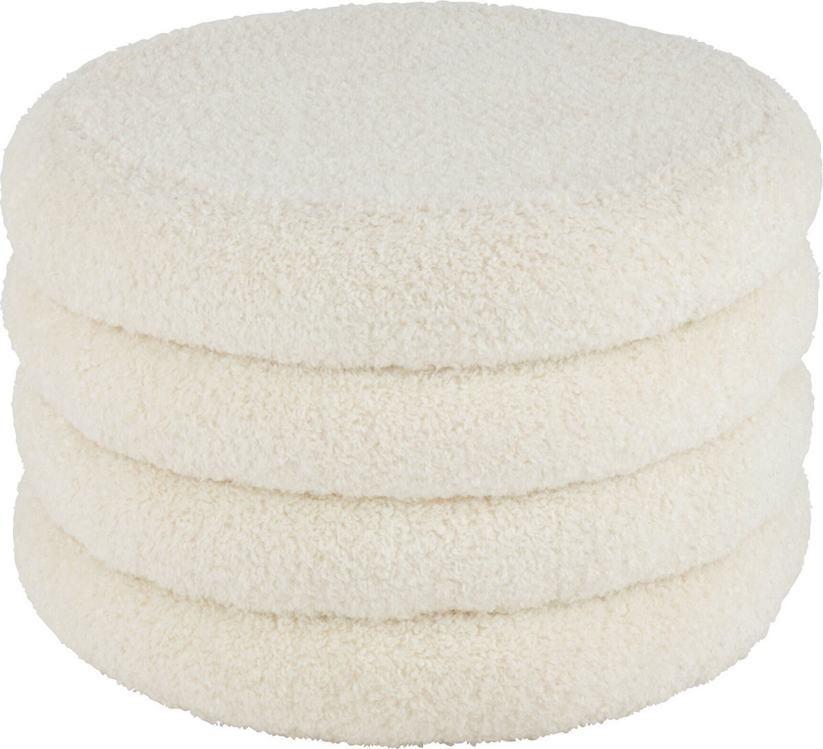 J-Line Poef Rond Teddy Wit Polyester