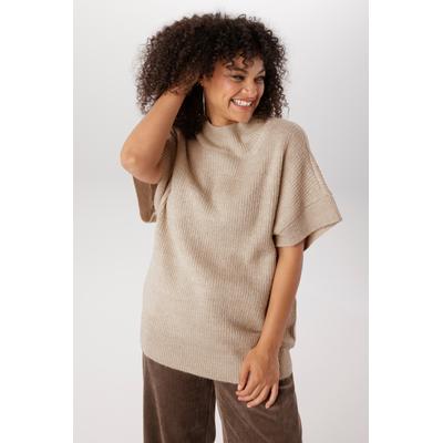 Pullunder ANISTON PLUS, Damen, Gr. 52, beige, Grobstrick, Obermaterial: 90% Polyacryl, 10% Polyamid, unifarben, lässig geschnitten hüftlang, Rippstrickbündchen, Pullover Pullunder, im Rippstrickmuster - NEUE KOLLEKTION