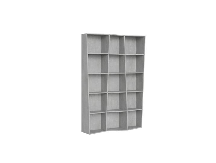 Bibliothèque moderne 3 éléments effet bois gris béton