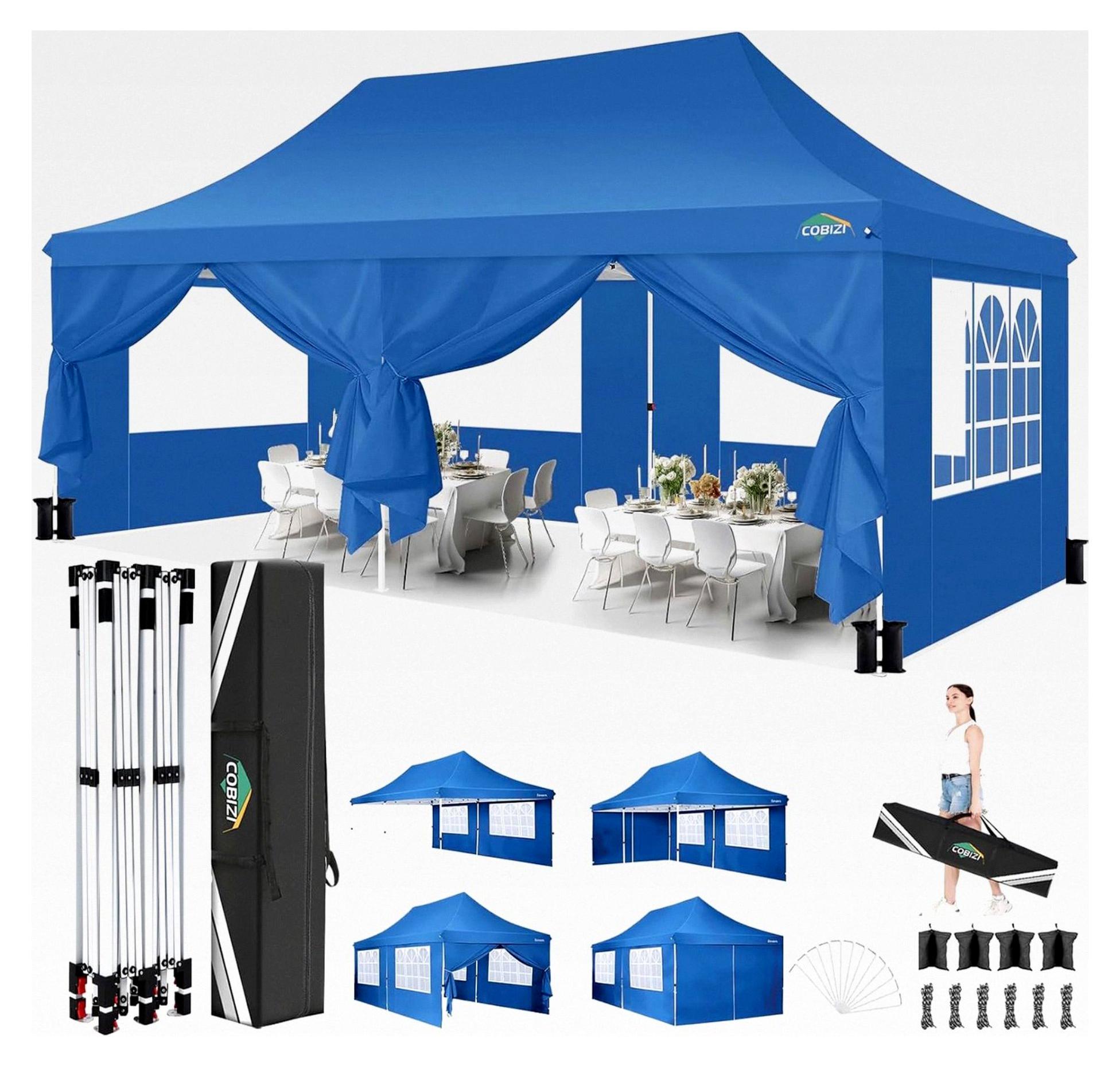 Faltpavillon 3x6m wasserdicht und stabil, Partyzelt faltbar mit 6 Seitenwänden, Gartenpavillon für Hochzeiten und Veranstaltungen im Freien