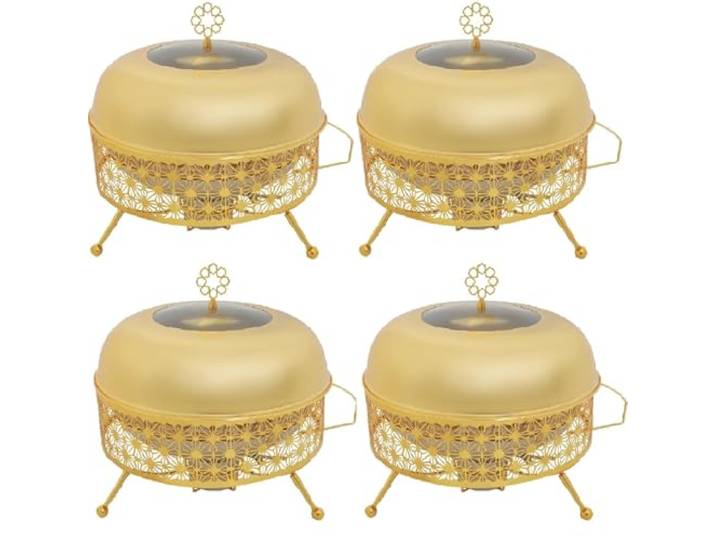 Goldene Chafing Dishes for Buffets aus Edelstahl Speisenwärmer Chafing Dish Buffet-Set mit Deckel, Speisenwärmer for Partys