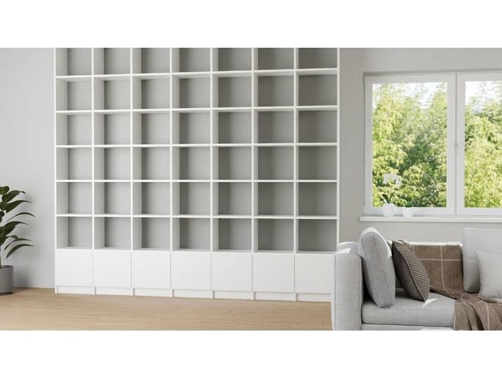 Breites, weißes Bücherregal MDF Beschichtet MDF Weiß matt