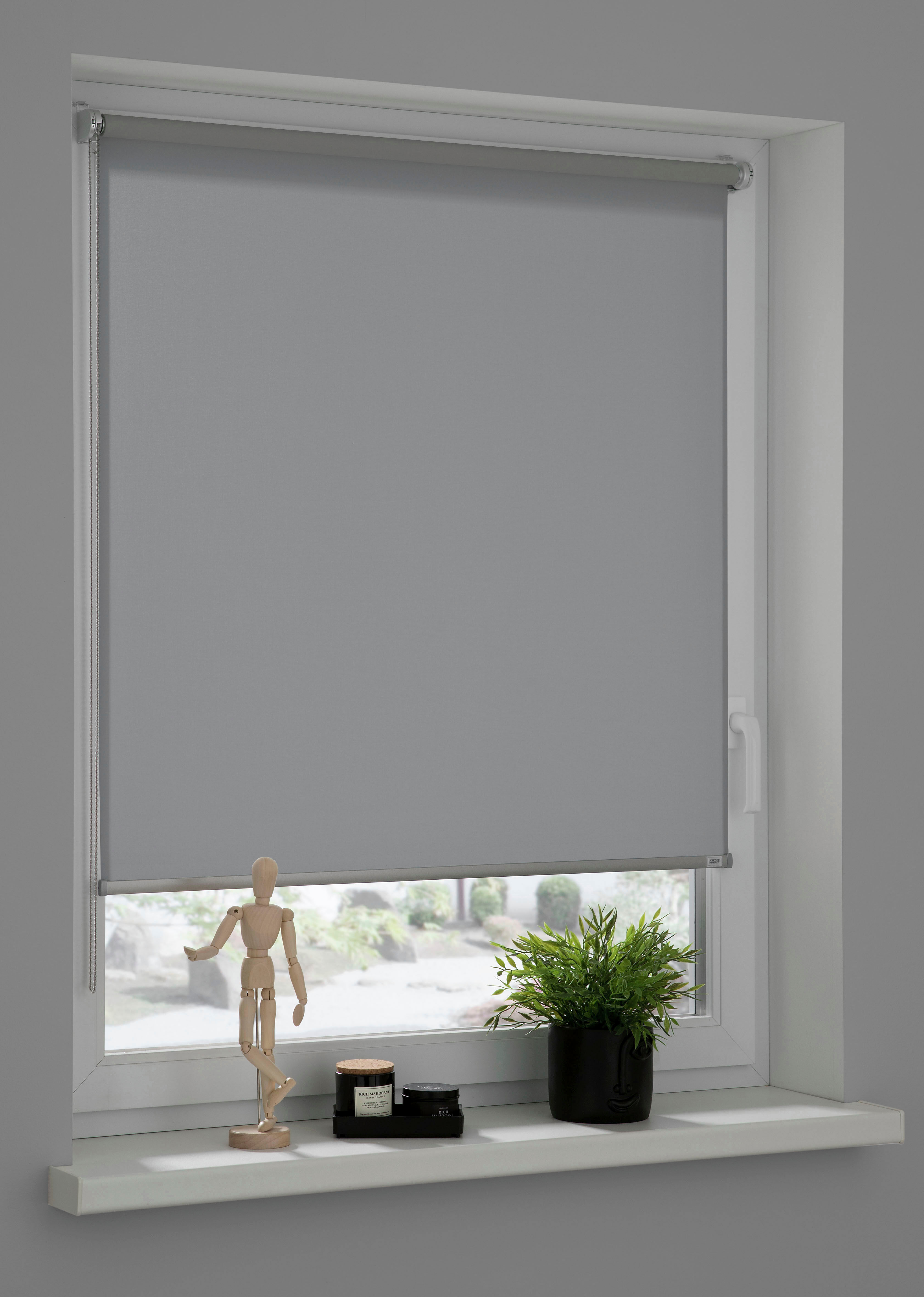 Seitenzugrollo "Tageslichtrollo Tizia", grau (anthrazit), B:75cm H:150cm, Polyester, SCHÖNER WOHNEN-KOLLEKTION, Rollos, Seitenzugrollo, geklebt, geklemmt, silberne oder weiße Rollo-Technik
