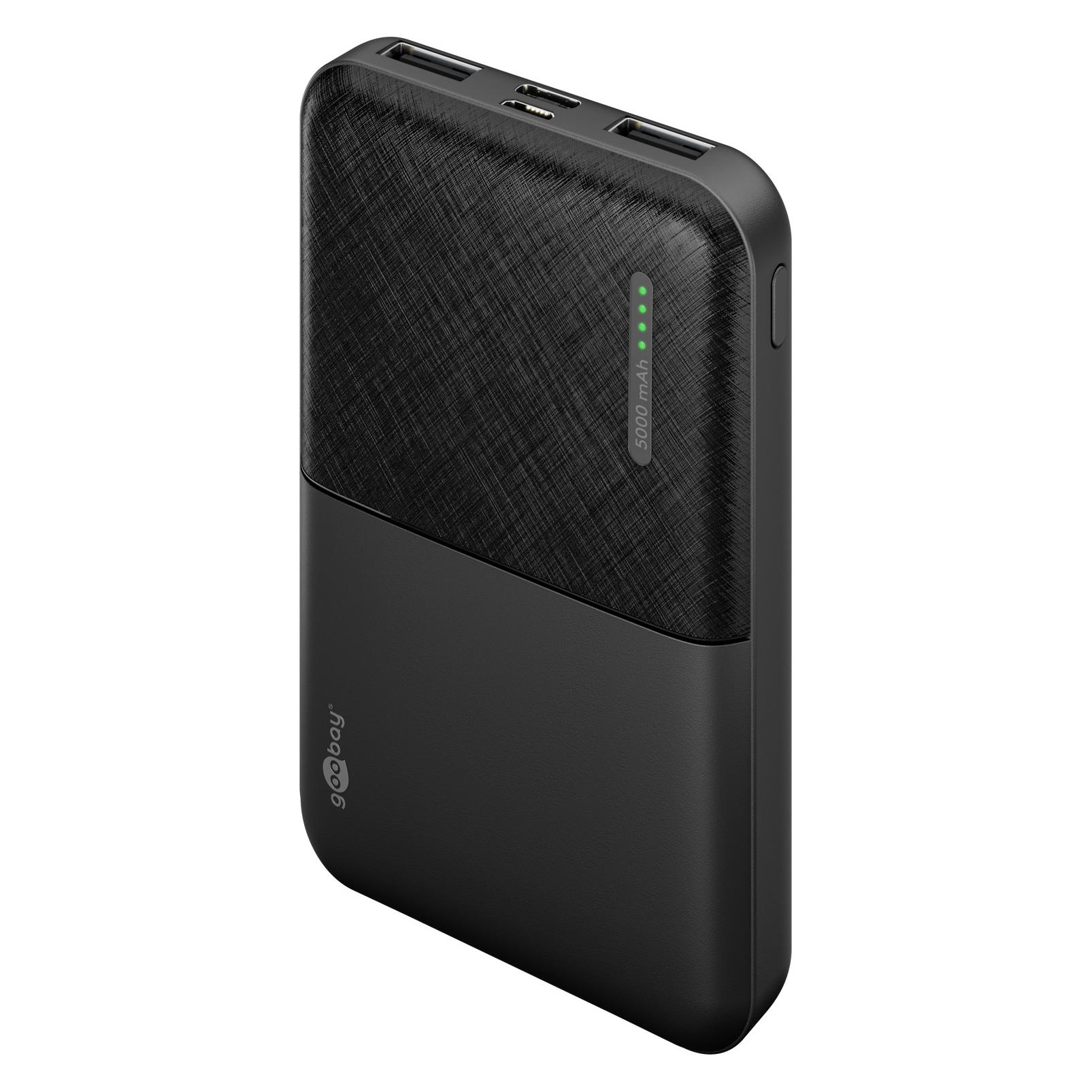 Goobay Powerbank Compact 5.000mAh, ultrakompakt und leicht, Anti-Rutsch Oberfläche, inkl. Ladekabel (5000 mAh, 10.50 W, 3.70 Wh) (64961)