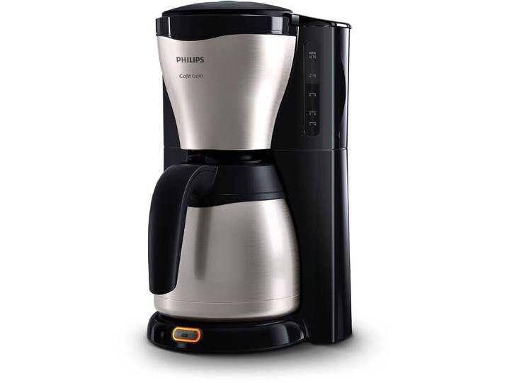 PHILIPS Filterkaffeemaschine Gaia HD7546/20 Viva Collection , schwarz (schwarz, edelstahl), 1,2 l, 15, Kaffeemaschinen, mit Thermokanne, Tropfstopp und Abschaltfunktion, silber, Filterkaffeemaschine