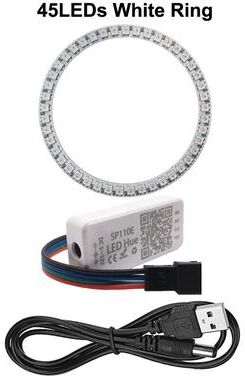Uplifted Goods Smart Addressable RGB LED Pixel Ring Kit With Controller 45leds White Kit