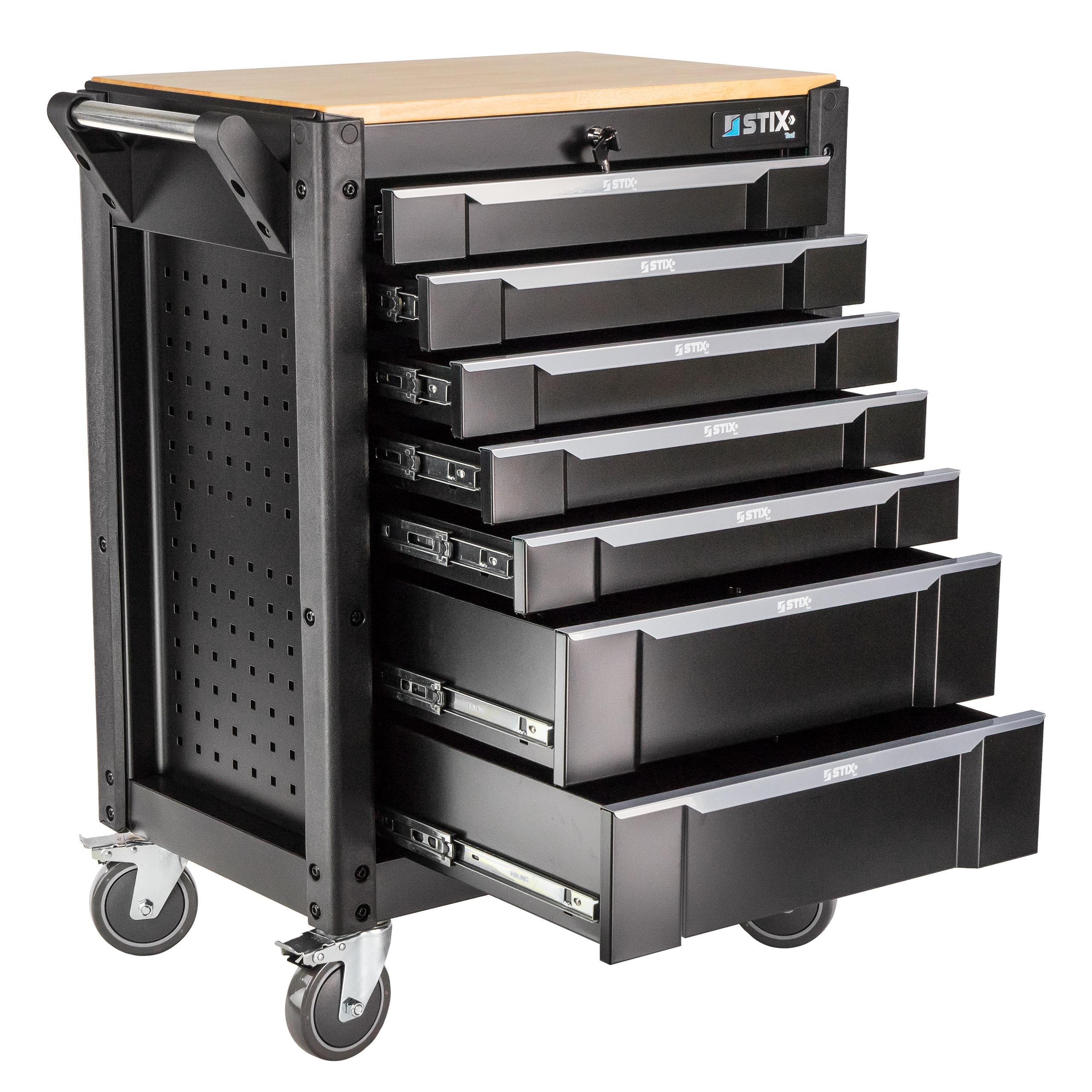 STIX Werkstattschrank, Werkzeugwagen, 7 Schubladen, Rollen mit Bremse, UltimatePro C7