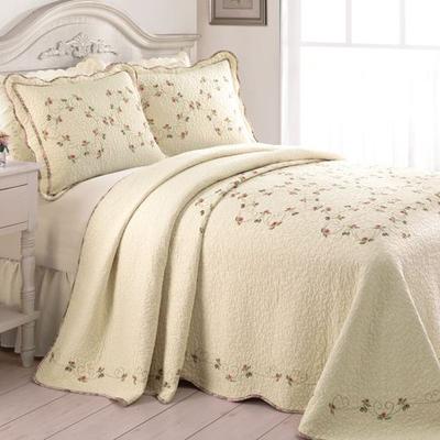 Peking Handicraft/Bedding Felisa Quilted Bedspread Light Cream, King, Light Cream