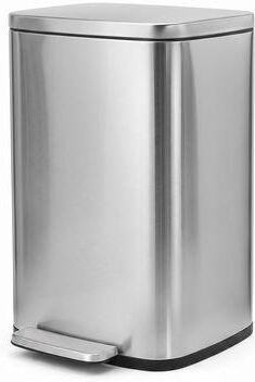 YUN 13 Gallon (50L) Step-On Kitchen Trash Can - Soft-Close Lid, Fingerprint-Proof Stainless Steel