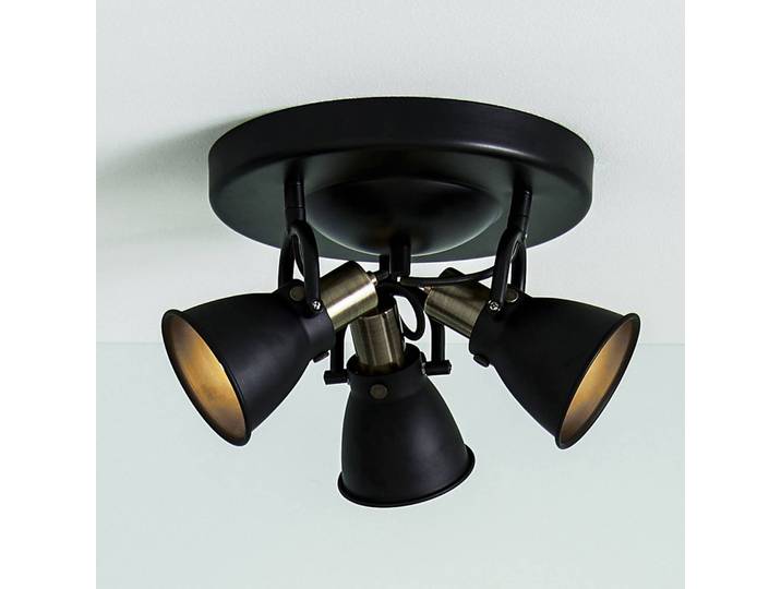 Plafondlamp Alton, dimbaar, zwart, Woon-/ Eetkamer, metaal, plafondlamp