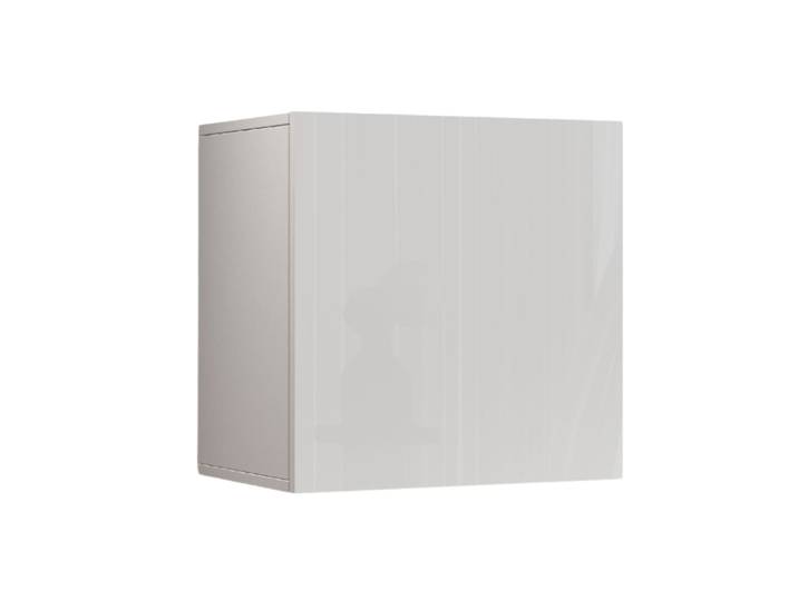 Étagère cube 1 porte 50 cm effet bois blanc brillant