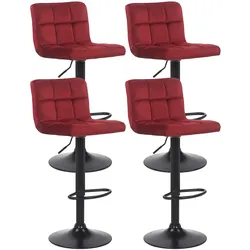 CLP 4er Set Barhocker Feni Samt - Farbe: rot