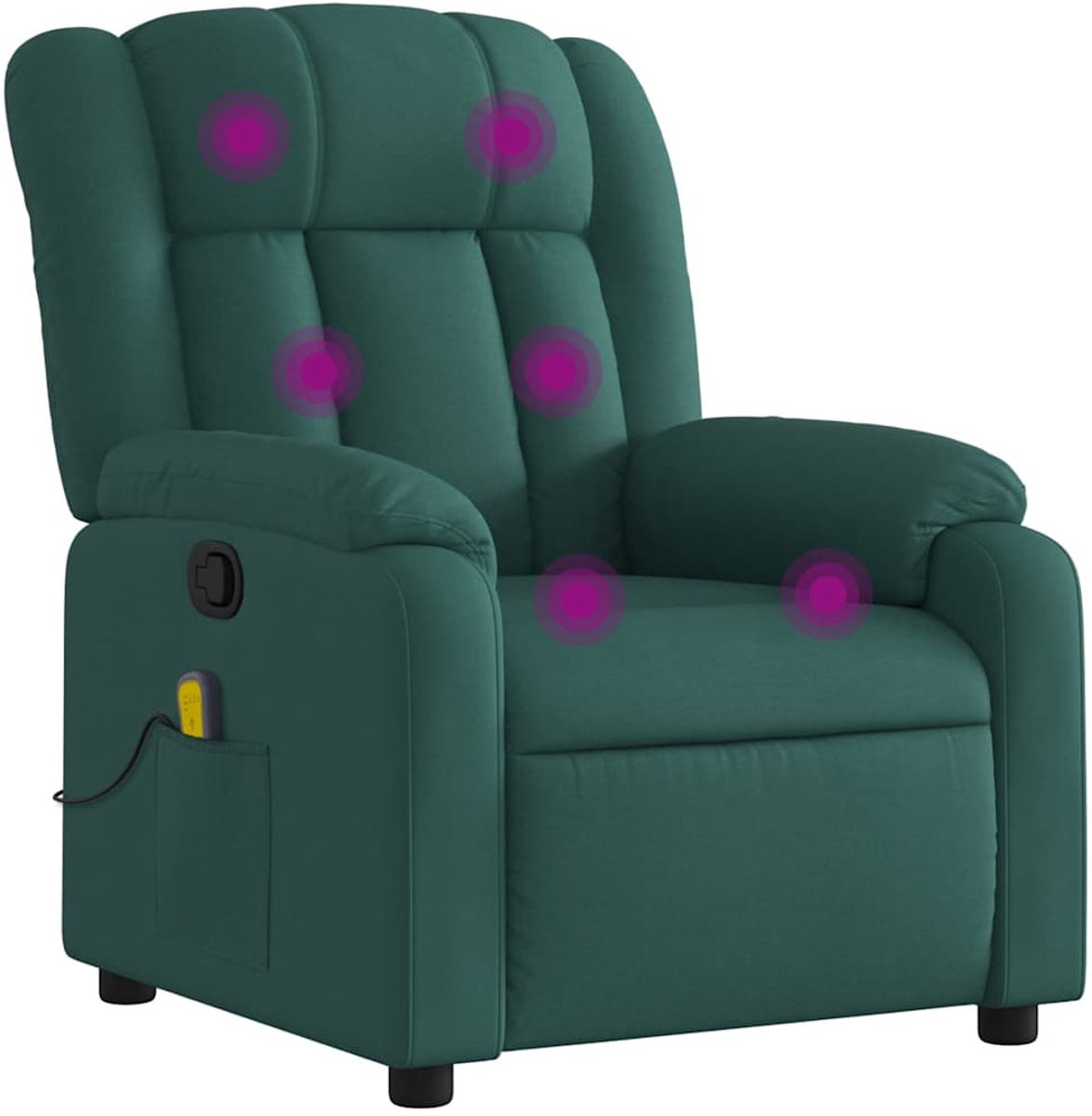 vidaXL Massagestoel voor volwassenen, verstelbare relaxrecliner, donkergroen stof