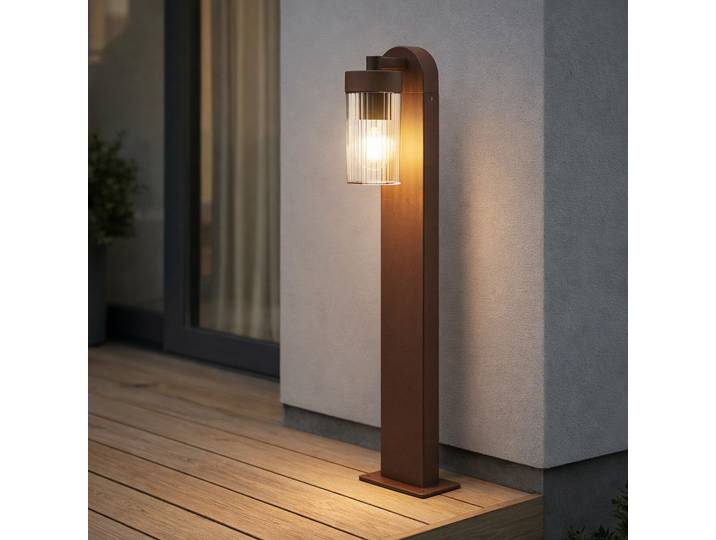Bornes lumineuses Kaliro, 60 cm, rouille, IP54, E27 - Lindby - Terrasse - Moderne - Aluminium - À ampoule unique