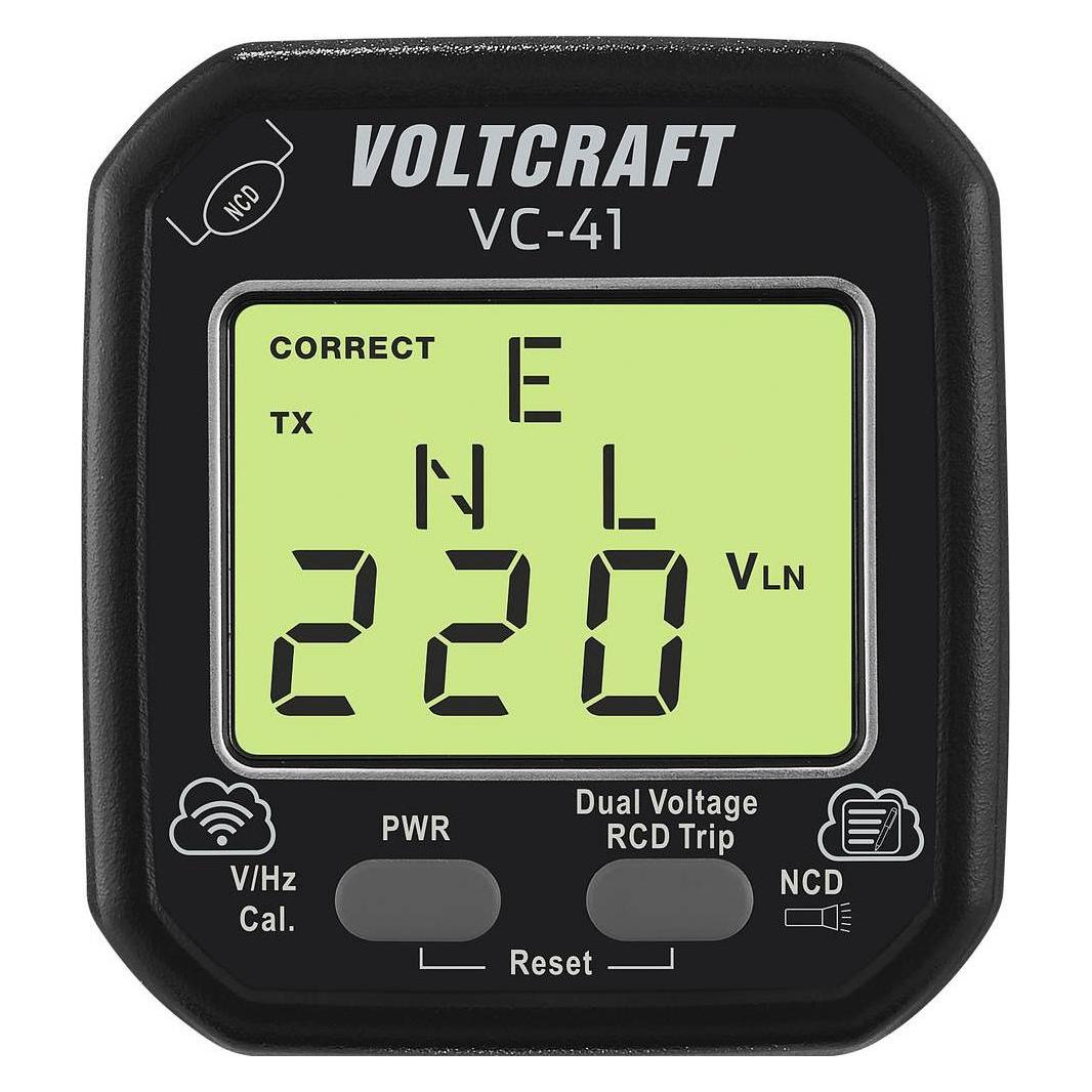 Voltcraft VC-41 Steckdosentester CAT II 250 V LCD (CAT II 250V, Prüfstecker) (VC-16041165)