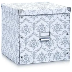 Aufbewahrungsbox Vintage 33,5 x 33 cm Papier Grau, Weiß Grau /
