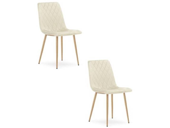Esszimmerstühle NORDEN, Gepolsterter Stühle Esszimmer, Küchenstühle Esstisch Stühle Mit Velours Polster, Polsterstuhl Leicht zu Reinigen, Stuhl Esszimmer, Beige / Beine Holz - 2er
