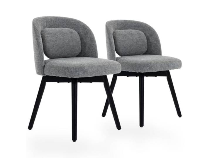 SEEDWAVE Esszimmerstühle 2er-Set, 360° drehbar, Chenille, Holzbeine Gepolsterte Rundumlehne mit Lendenkissen für Esszimmer und Küche