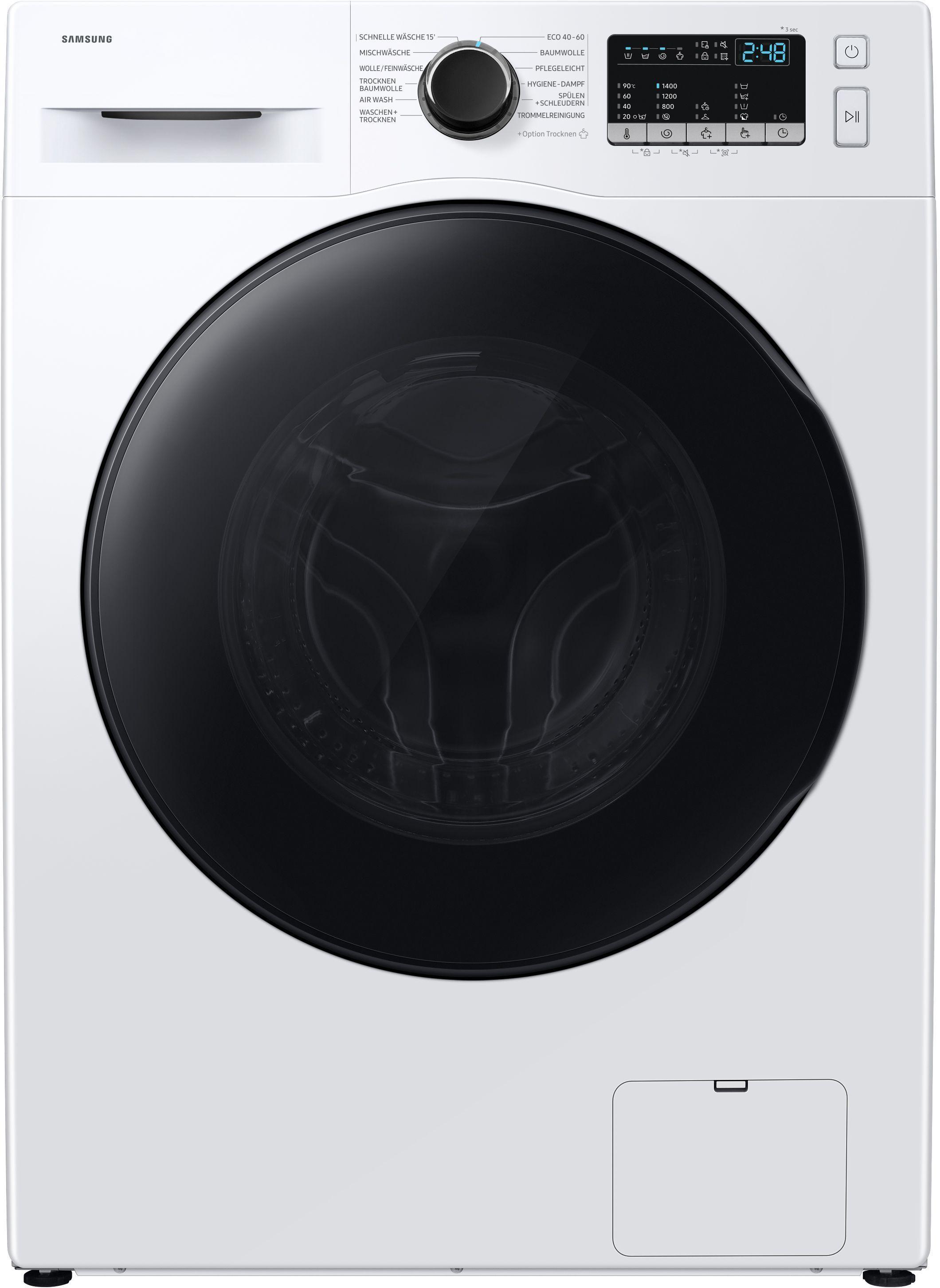 Samsung WD4000H Waschtrockner mit Hygiene-Dampfprogramm /A 8+6 kg Weiß, Frontlader, Freistehend, Weiß, Links, Schwarz, Tasten, Drehregler