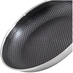 Cheffinger Wok 32 cm Wabenbeschichtung Langgriff, Pfanne + Kochtopf, Grau