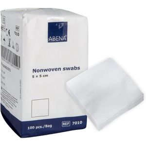 Abena Vlieskompressen 7010, nicht haftend, 4-lagig, unsteril, saugfähig, 5 x 5 cm, 100 Stück