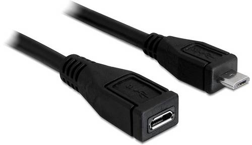 Delock USB-Kabel USB 2.0 USB-Micro-B Stecker, USB-Micro-B Buchse 1.00m Schwarz 83248