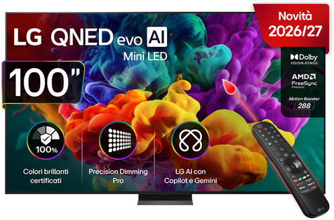 LG QNED evo AI MiniLED 100'' Serie QNED87B 100QNED87B6, 4K, Dolby Vision, Processore α8 Gen3, VRR 144Hz, SMART TV 2026
