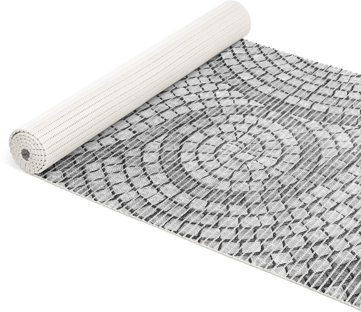 ANRO Badmat Mozaïek Grijs 65 x 240 cm - Antislip en Sneldrogend