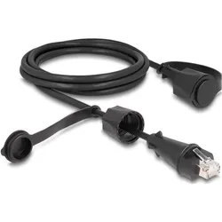 Delock Netzwerkkabel RJ45 Stecker zu RJ45 Stecker Cat.6 STP mit Verschlusskappe Outdoor IP68 staub- und was (STP, CAT6, 2 m), Netzwerkkabel