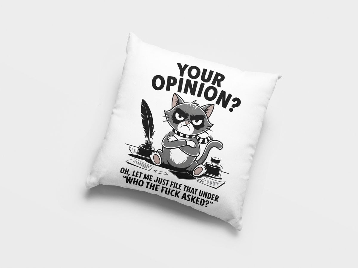 Grappig Sarcasme Kussen met Boze Kat - Humoristisch Sierkussen voor Kattenliefhebbers en Introverte Personen