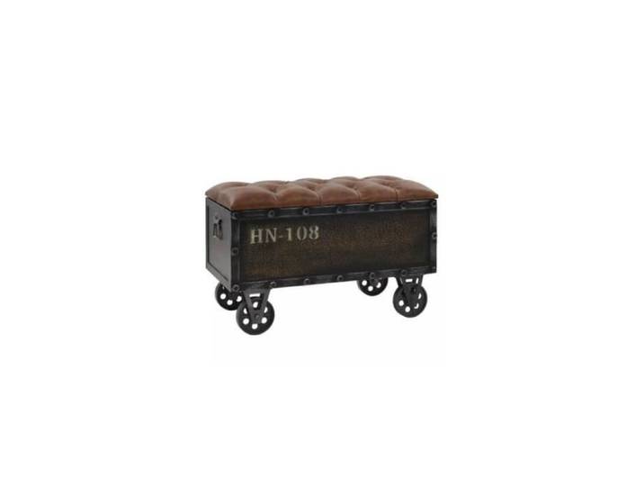 Banc de rangement - Alsa - 80 5x41x50 cm - Bois massif - Cuir artificiel - Contemporain