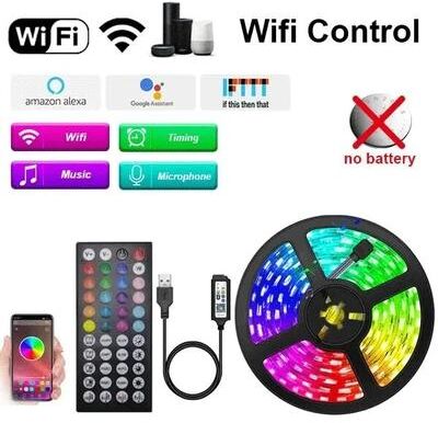 The Handy Homestead 30M WiFi Bluetooth LED Strip Lights   RGB Ice String Lights   USB Plug   Gaming Room Adhesive Tape Band 44KEY Wifi None Waterproof 5meter