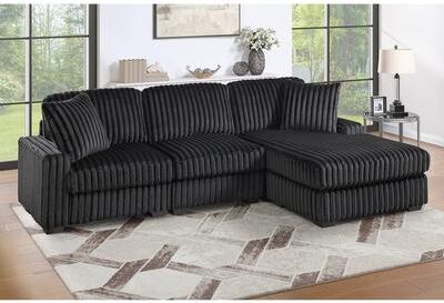 Esofastore Contemporary Style 2pc Sectional Sofa Squared Legs Onyx Finish