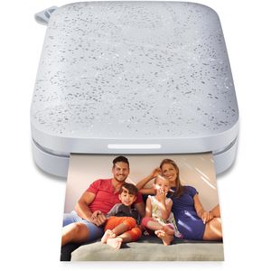 HP Sprocket 2x3 Fotodrucker, weiß und silber, bis 5 x 7,6 cm, für Smartphone, mit Bluetooth, inkl. Fotopapier