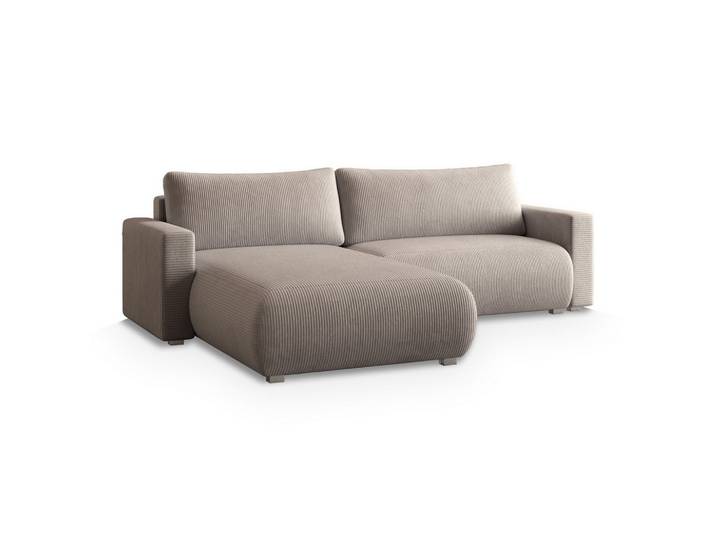 ECKSOFA TURIN P Beige Kordstoff mit Schlaffunktion