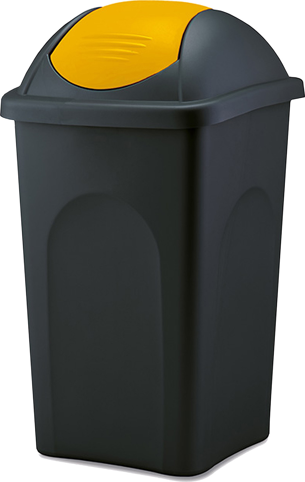 BigDean Vuilnisbak Italy 60 liter - Zwart/Geel - Kunststof afvalbak met scharnierend deksel