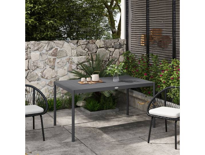 Outsunny Table Jardin Alu 6 Pers Aspect Bois Gris
