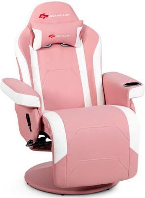 Costway Ergonomic High Back Massage Gaming Chair with Pillow-Pink
