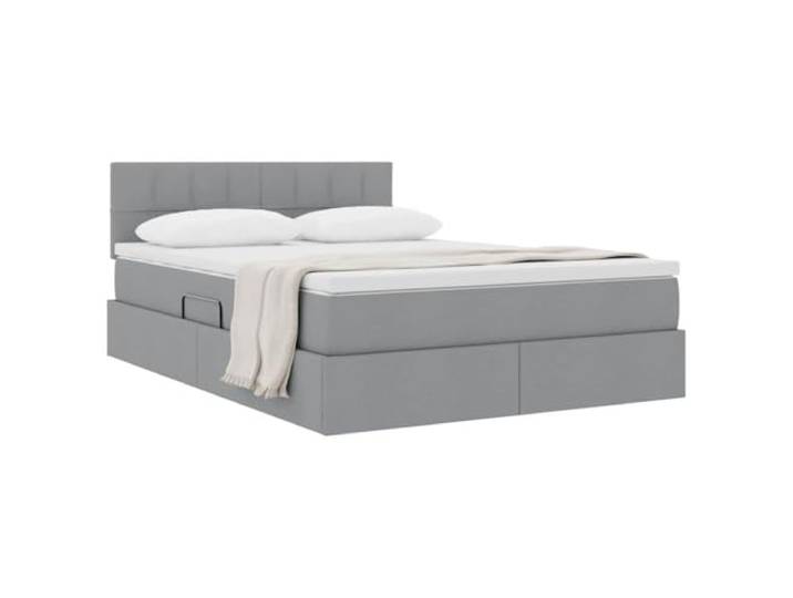 KTHLBRH Bett mit Stauraum und Matratze, Hellgrau, 140 x 190 cm Modernes Design, stabiler Rahmen, Hebemechanismus, rechteckige Form