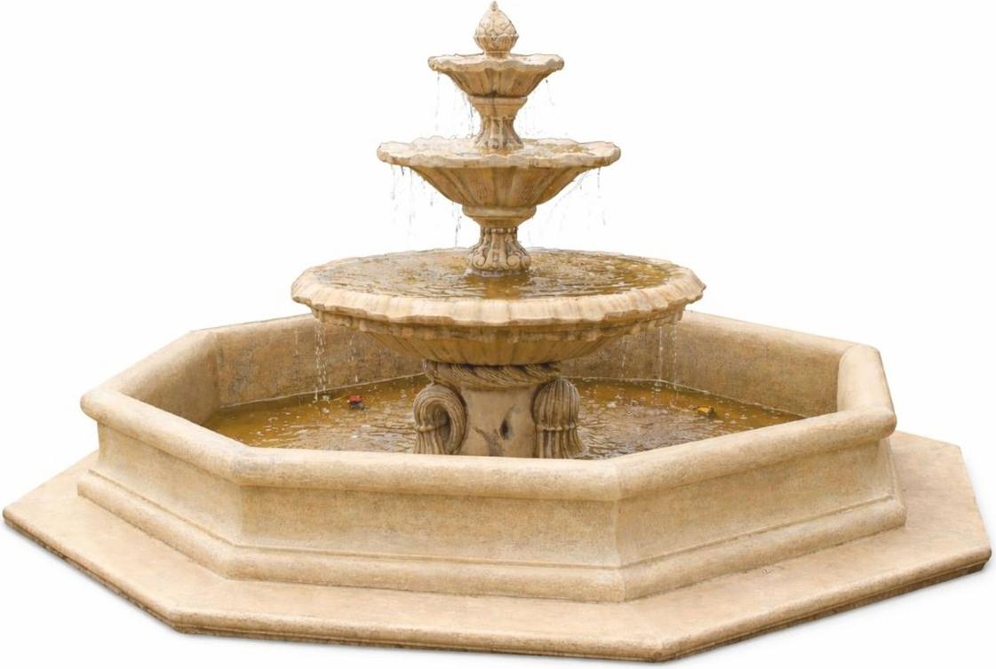 Casa Padrino Barock Springbrunnen Beige Ø 350 x H. 180 cm - Barockstil Garten Deko