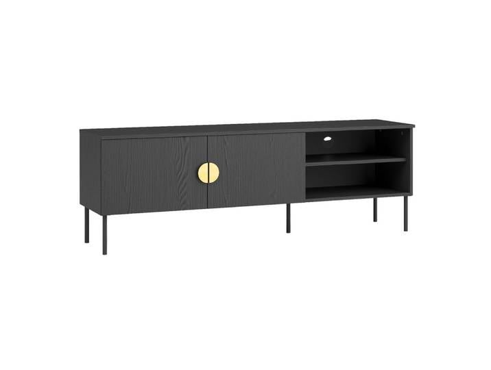 Lomadox Lowboard MOLONG-166, Fernsehschrank TV-Schrank Fernsehtisch schwarz 160cm breit Mid Century